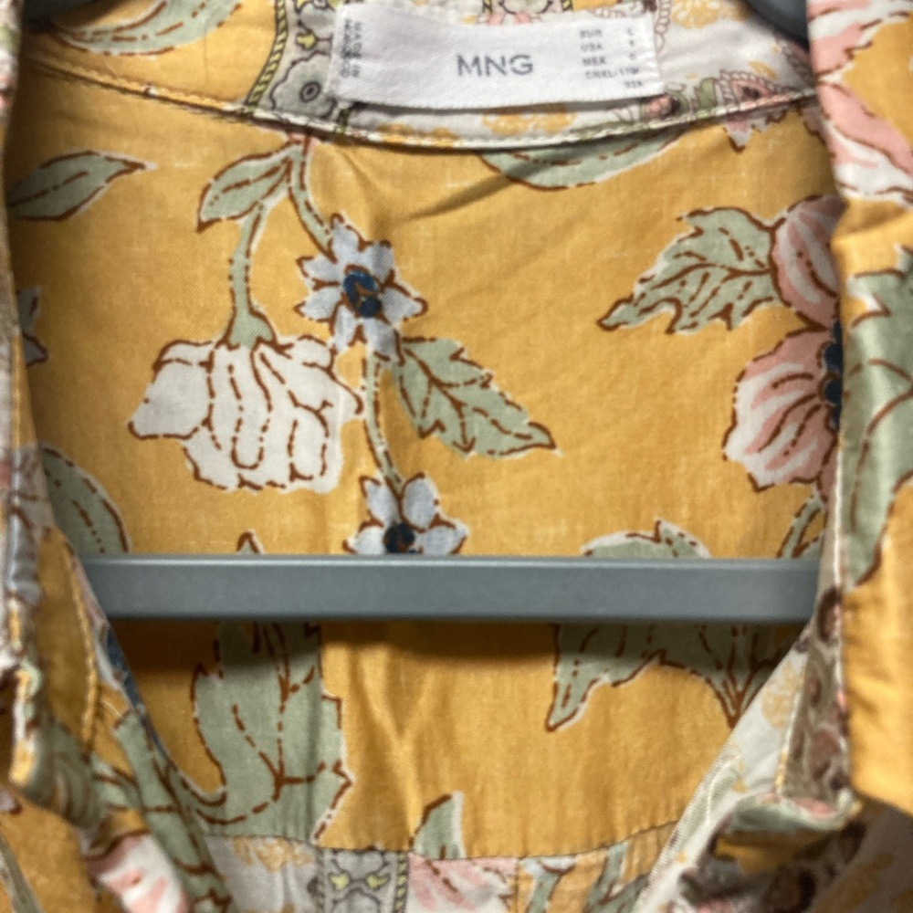 Mango Floral Women's Oversized Top- Cream and Yellow - Picture 6 of 6